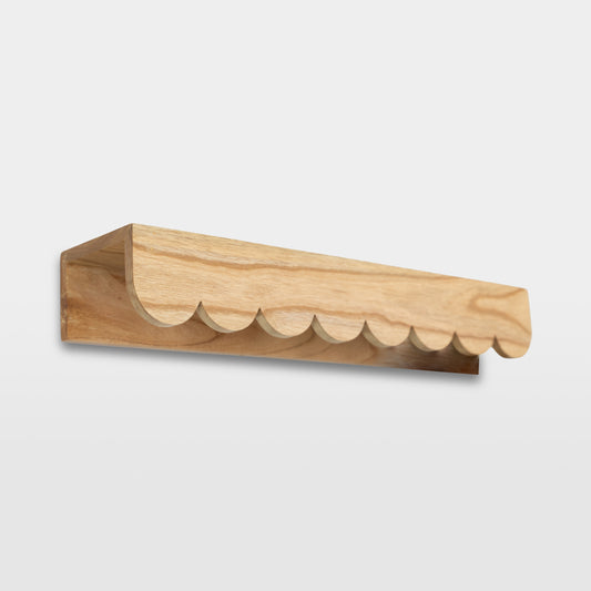 Solid Hard wood Scalloped floating wall shelf - 65cm