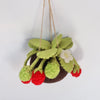 Raspberry felt Kokedama - hanging plant