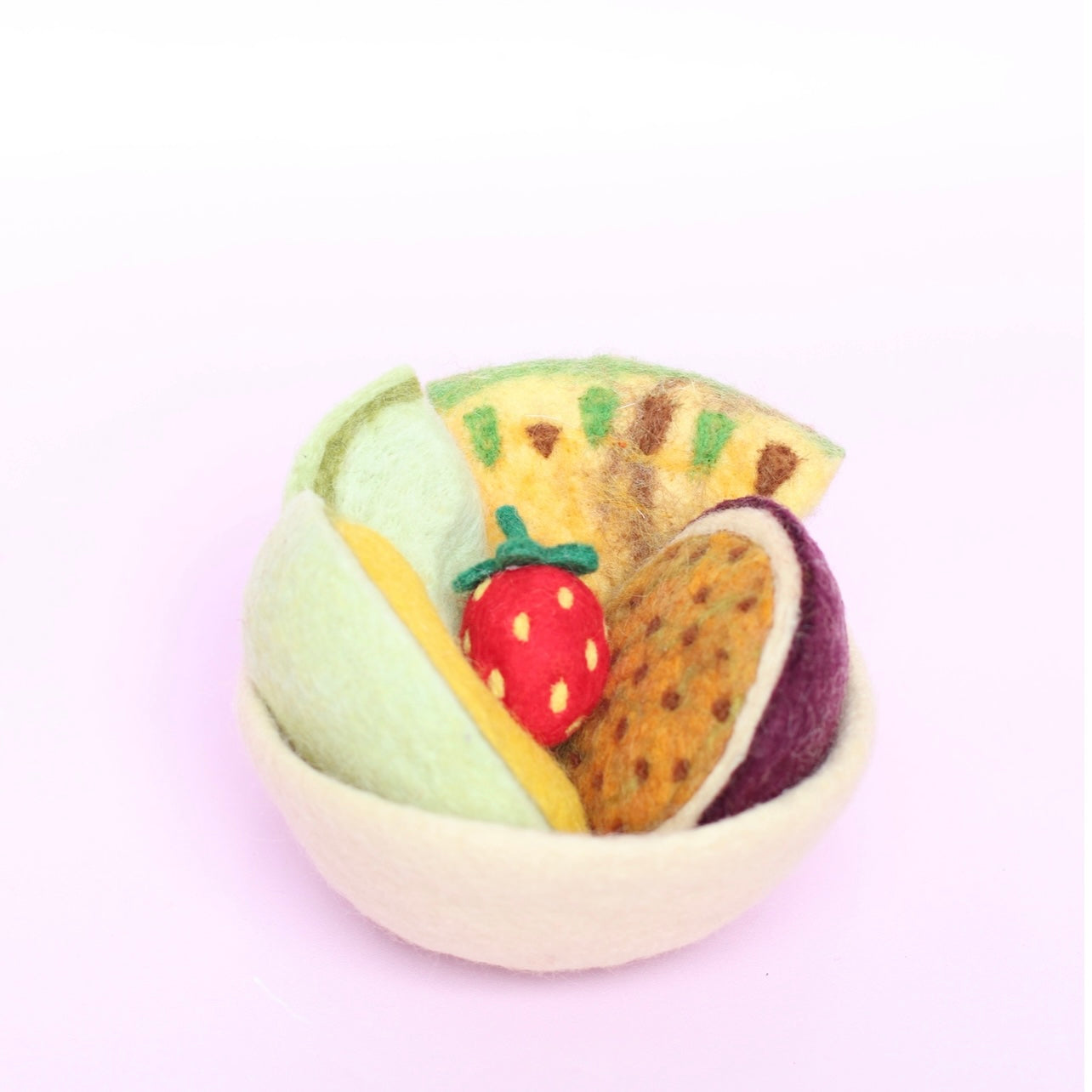 ON SALE Felt fruit + felt bowl- 6 pce set