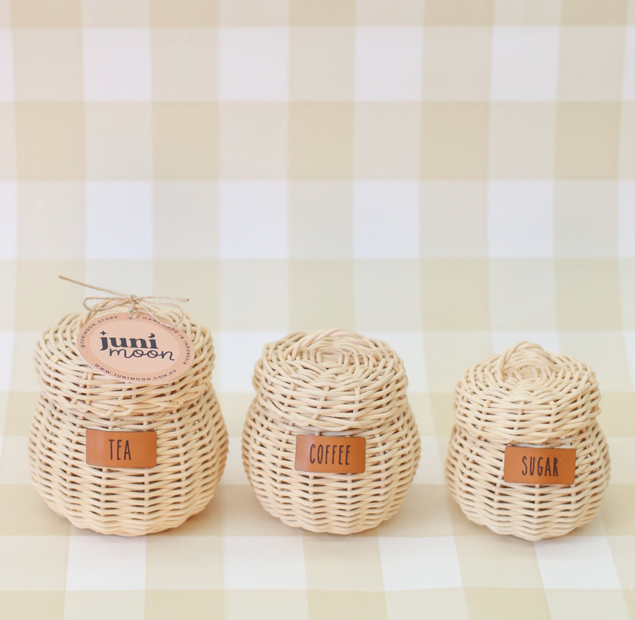 PRE ORDER Rattan Tea + Coffee + Sugar set - 3 pce set ( extras add on)