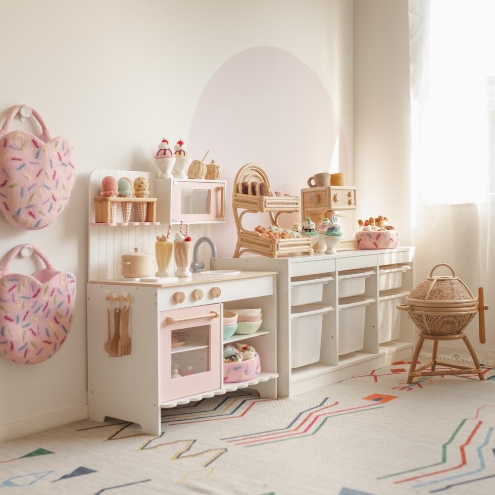 Rattan kids BBQ + tongs + hot coals + (Australia only)