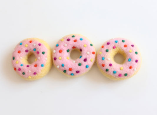Rainbow sprinkles donuts - Set of three