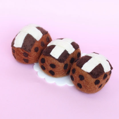 Felt chocolate hot cross buns - set or single