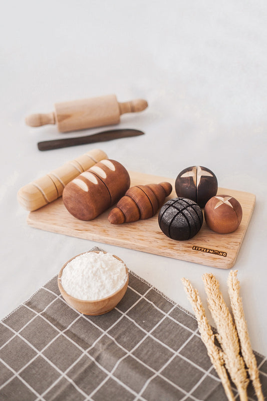 Wooden bread set (handmade and painted) 7 pce set
