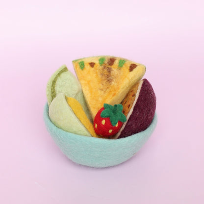 ON SALE Felt fruit + felt bowl- 6 pce set