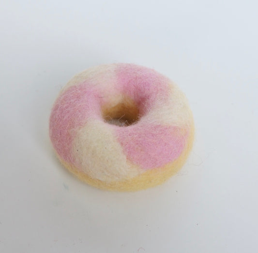 Pink swirled donut