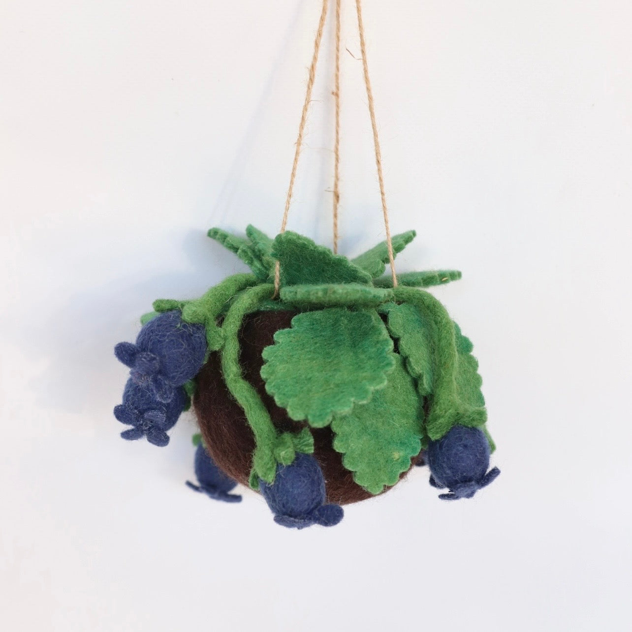Blueberry felt Kokedama - hanging plant