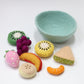 Felt tutti frutti Salad + felt bowl- 9 pce set ( choose your bowl colour)