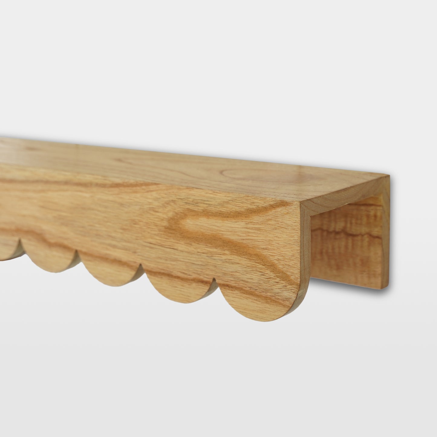 Solid Hard wood Scalloped floating wall shelf - 65cm