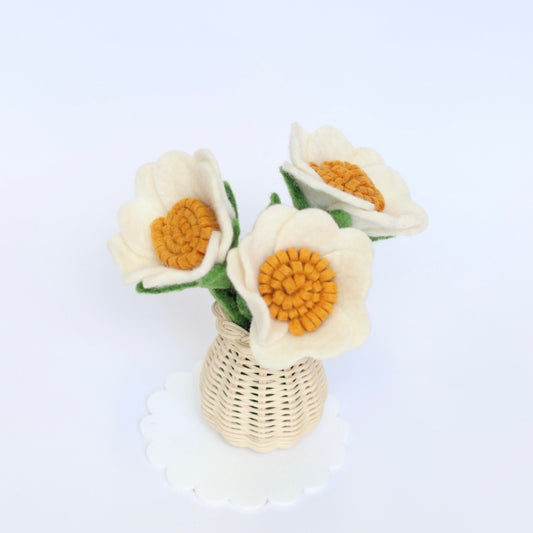 Felt white Buttercups single and sets