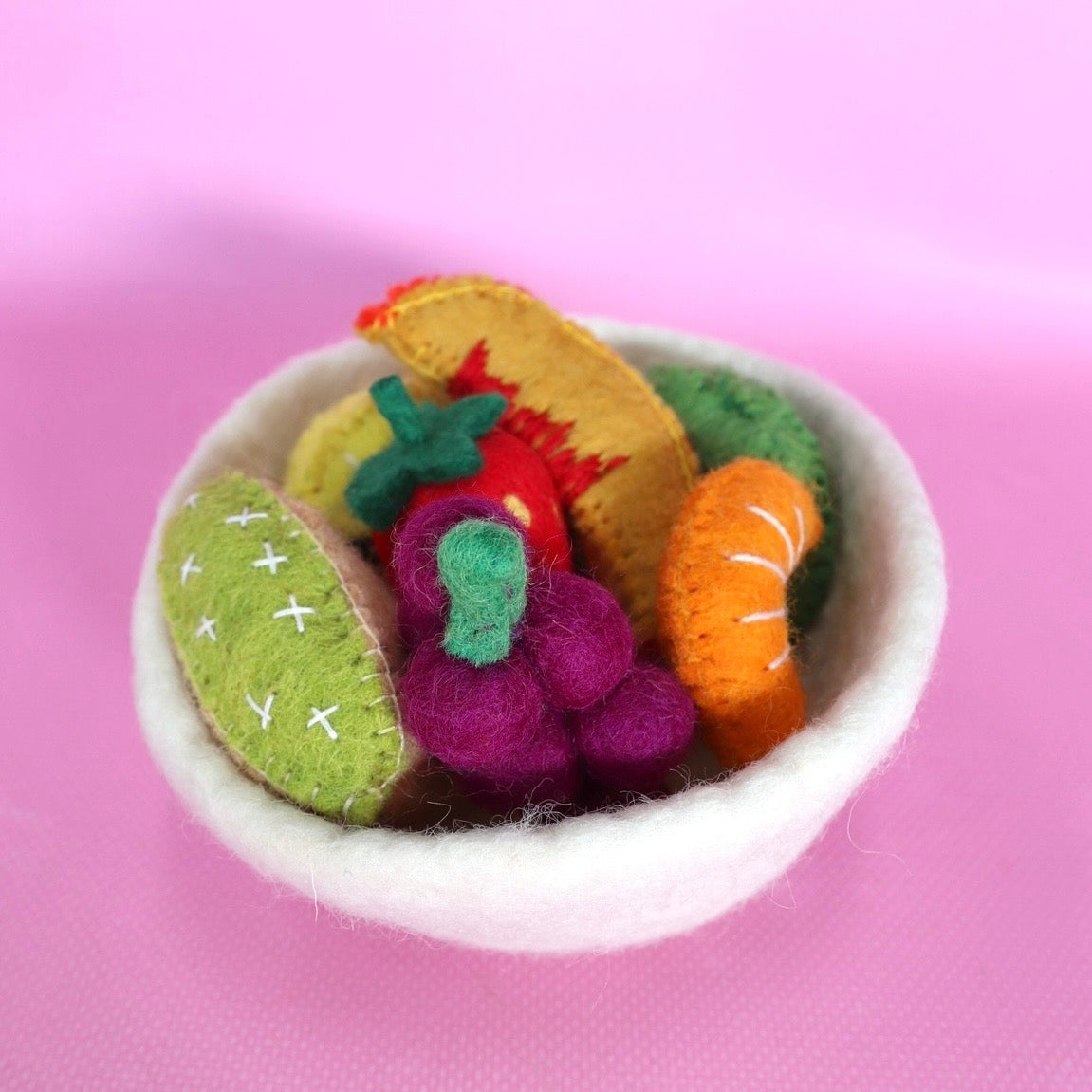 Felt tutti frutti Salad + felt bowl- 8 pce set