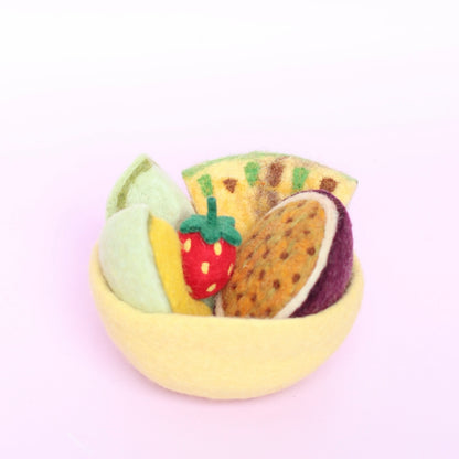 ON SALE Felt fruit + felt bowl- 6 pce set