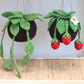Strawberry felt Kokedama - hanging plant