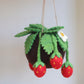 Strawberry felt Kokedama - hanging plant