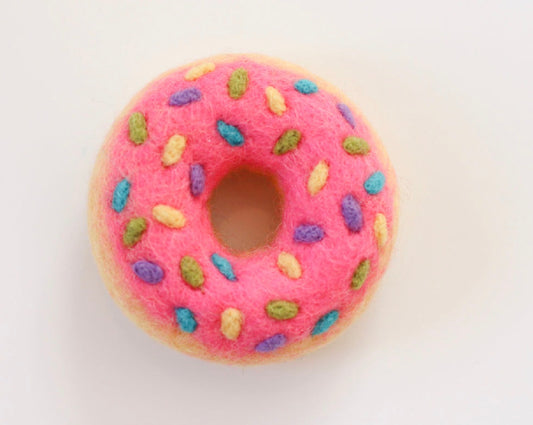 Hot pink sprinkle donut