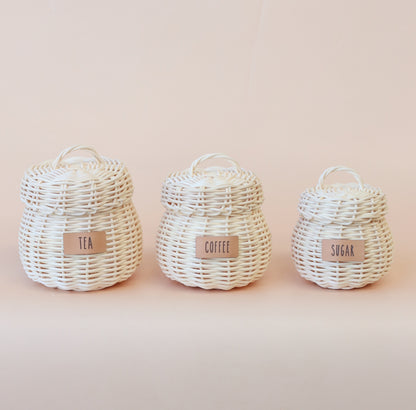 PRE ORDER Rattan Tea + Coffee + Sugar set - 3 pce set ( extras add on)