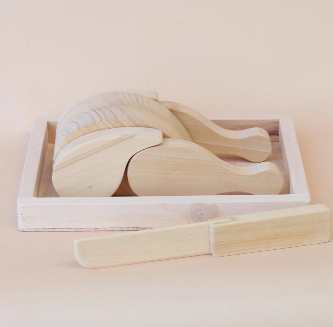 ON SALE Juni Moon pull apart Wooden cutting chicken with knife and tray 🍗