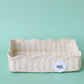 scalloped rattan rectangle storage basket