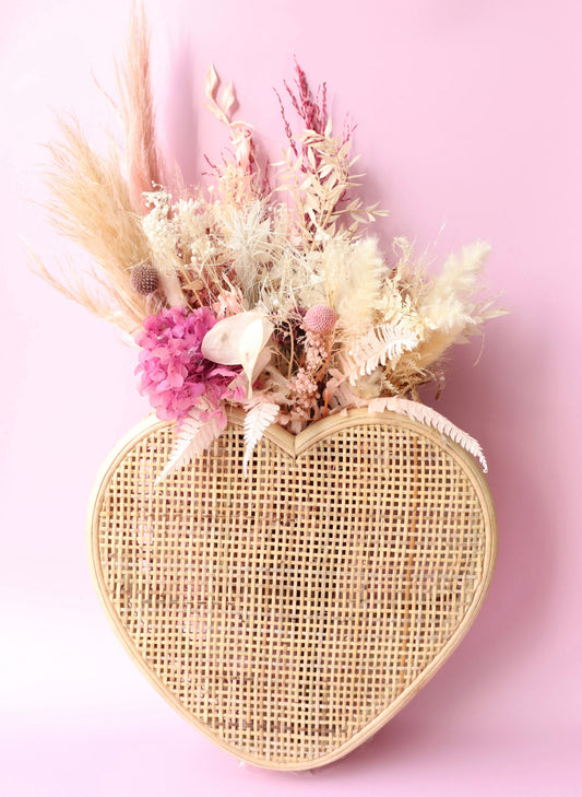 ‘Be Mine’ Rattan Heart wall basket