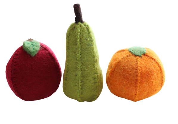 Papoose Felt fruit trio - Pear Orange Apple