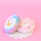 Pastel sponge cake slices