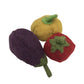 Felt eggplant and capsicums - 3pce